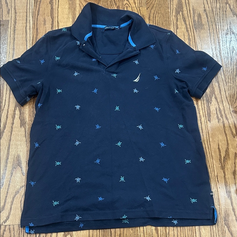 Nautica Dark Blue Polo with Embroidered Accents